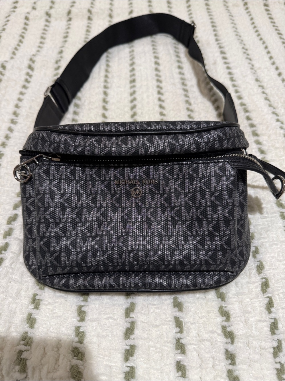 Michael Kors Black/Gray MK Logo Crossbody Belt Bag